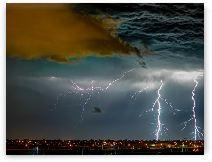 Electrifying Display: Amazing Lightning Storm Over Moose Jaw Saskatchewan Canada by Dre Erwin Photography