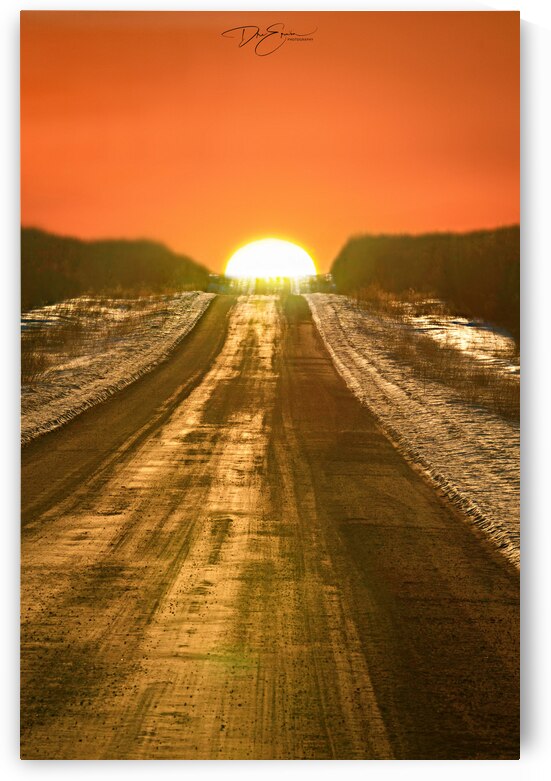 Tranquil Winter Sunset: Dirt Road at Pinehouse Lake by Dre Erwin by Dre Erwin Photography