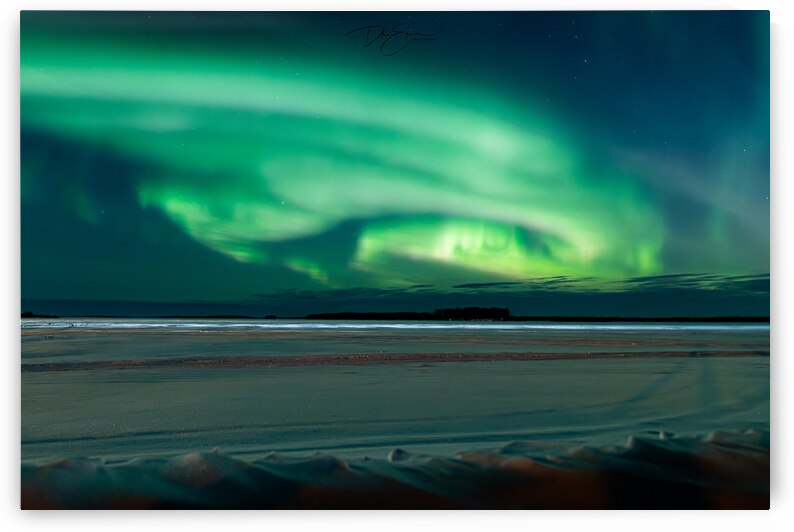 Radiant Winter Northern Lights at Pinehouse Lake: A Captivating Sight by Dre Erwin Photography