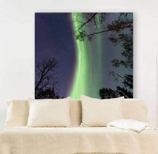 Enchanting Nighttime Canvas: Aurora Borealis Over Sandy Bay Saskatchewan by Dre Erwin Photography