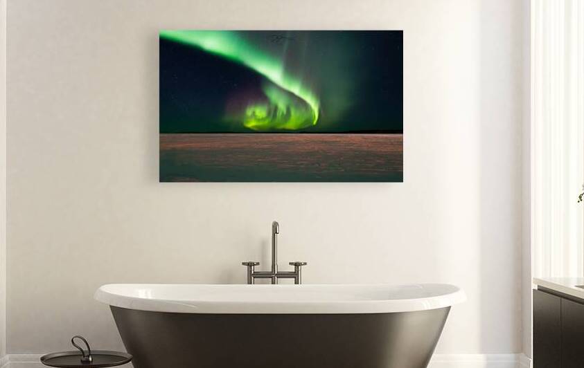 Saskatchewans Winter Aurora: A Grateful Gaze to Cold Nights Canvas - Dre Erwin Pinehouse Lake by Dre Erwin Photography