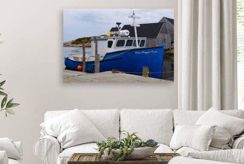 Nostalgic Charm: Vibrant Fishing Boat at Peggys Cove by Dre Erwin Photography