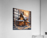 A cozy cabin nestled in a snowy forest sm Acrylic Print