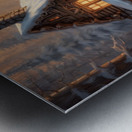 A cozy cabin nestled in a snowy forest sm Metal print