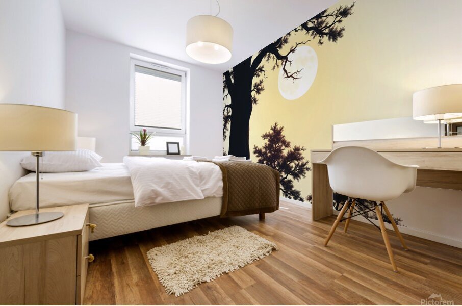 Moonlit Serenity: A Dance of Shadows and Light Mural print