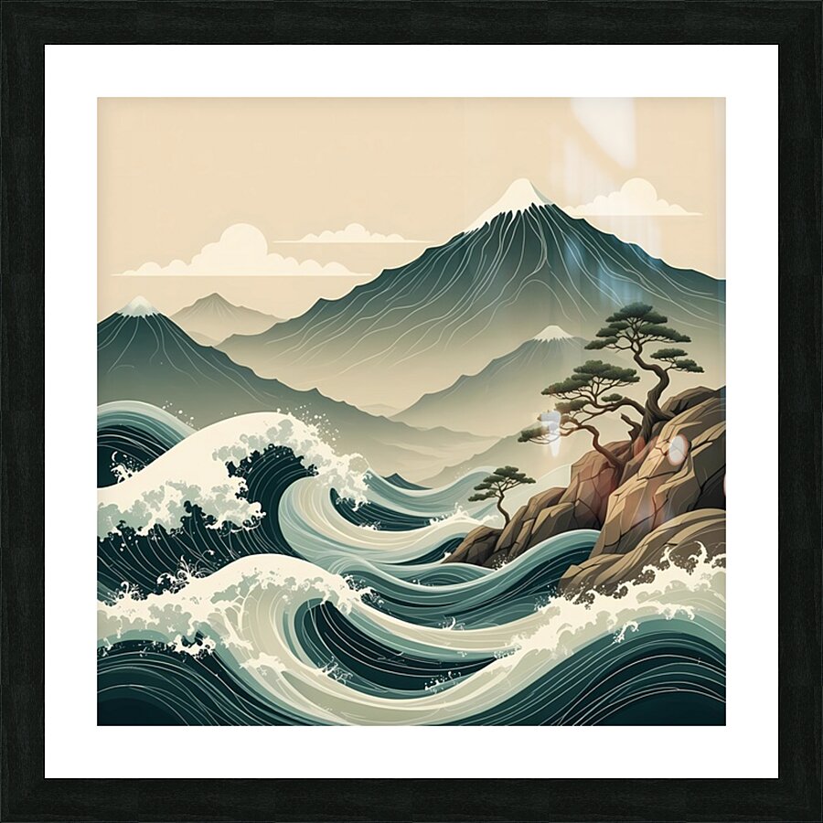 Harmony Waves and Mountains Picture Frame print