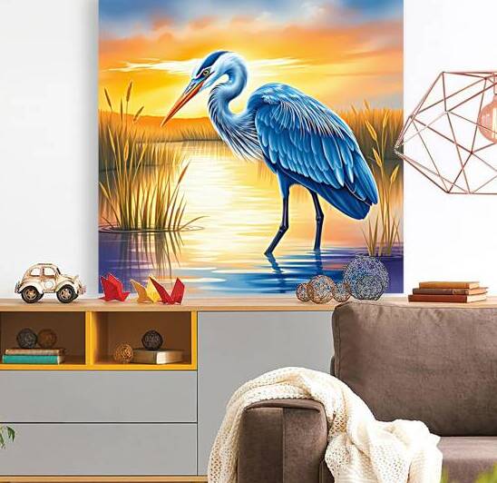 Wallpaper   bluThe Blue Heron at Sunset - Watercolor Art Printe heron by Mubarak Malik Ibrahim
