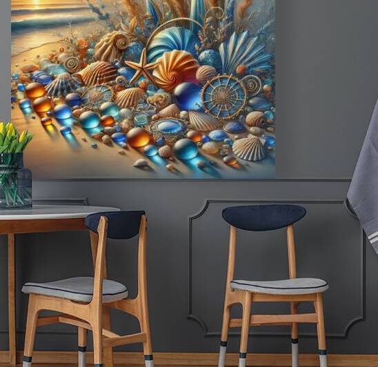 Oceanic Elegance: A Symphony of Sea Glass and Sunset by Mubarak Malik Ibrahim