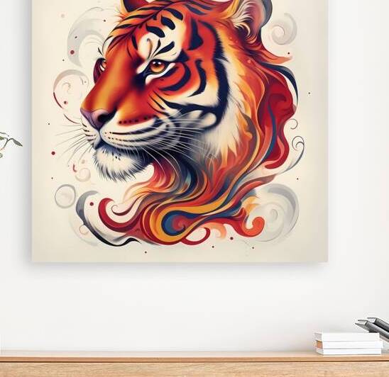 Vintage Styled Tiger Face Artwork With Bold Color by Mubarak Malik Ibrahim