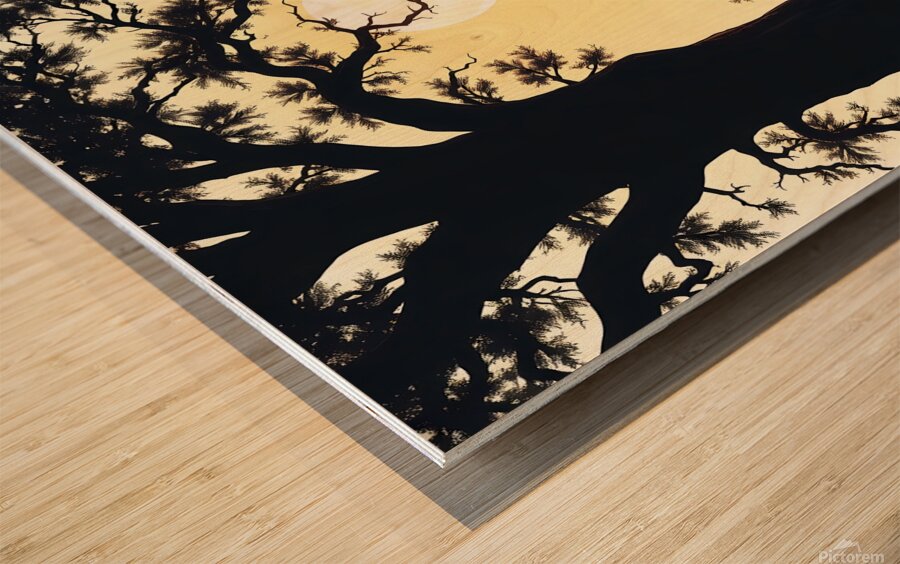 Moonlit Serenity: A Dance of Shadows and Light Wood print