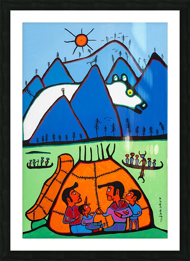 Shaman Grandfather Telling Stories of the Giant Bear -  archival museum print Picture Frame Printing