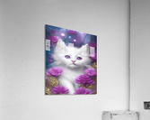 Fractal Flowers White Fluffy Kitten Cat Carri Acrylic Print