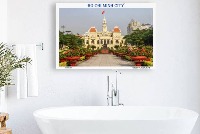Travel Poster Peoples Committee Building Ho Chi Minh CIty by Kevin Hellon