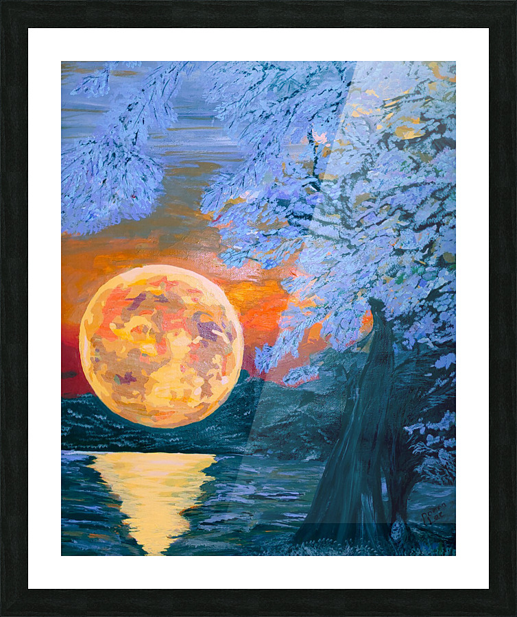 Orange Moon Picture Frame print