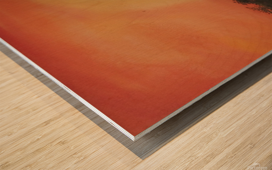 Orange Sunset Wood print
