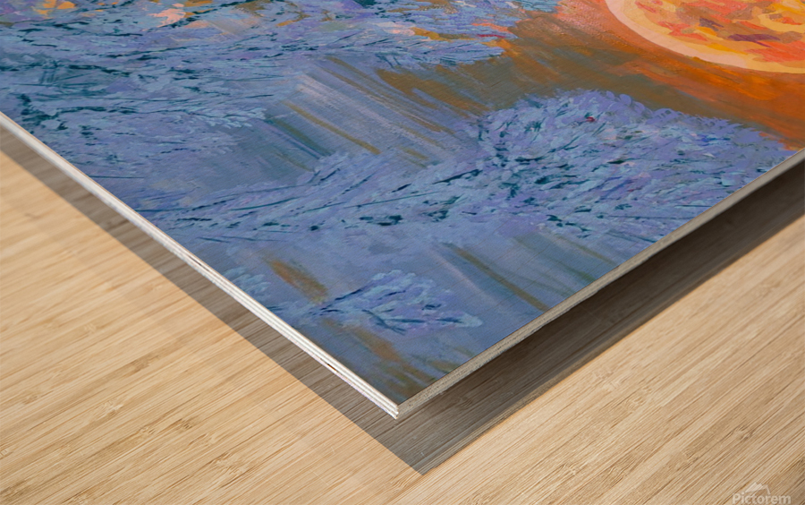 Orange Moon Wood print