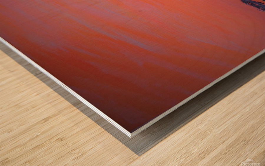 Orange Pink Sunset Wood print