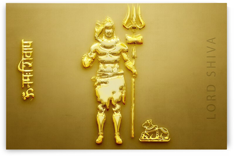 Lord Shiva 3d Illustration Golden art  by kartick dutta 