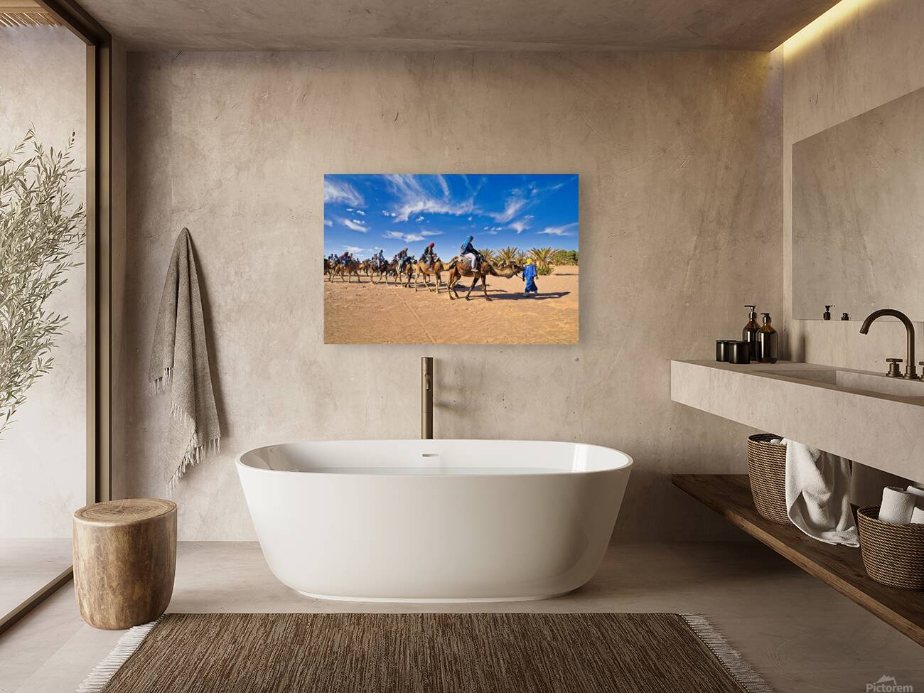 Camel caravan Sahara desert - Morocco Africa Reproduction