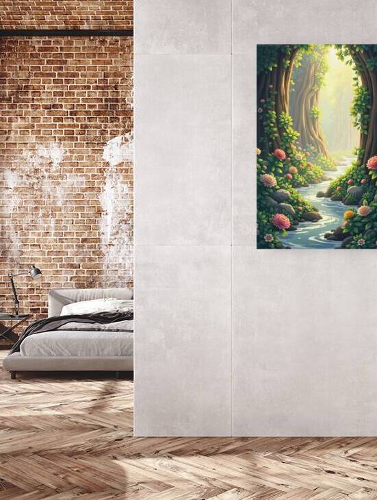 Whimsical Forest Stream – Enchanted Nature Wall Art by Hussein Ayman kabli