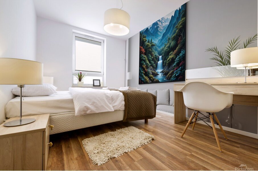 Psychedelic Mountain River Landscape Mural print