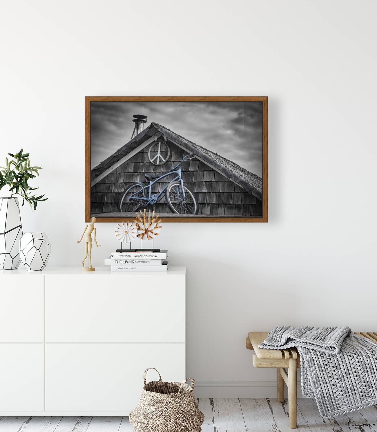 FS240214 BLUE BIKE ON ROOF Reproduction