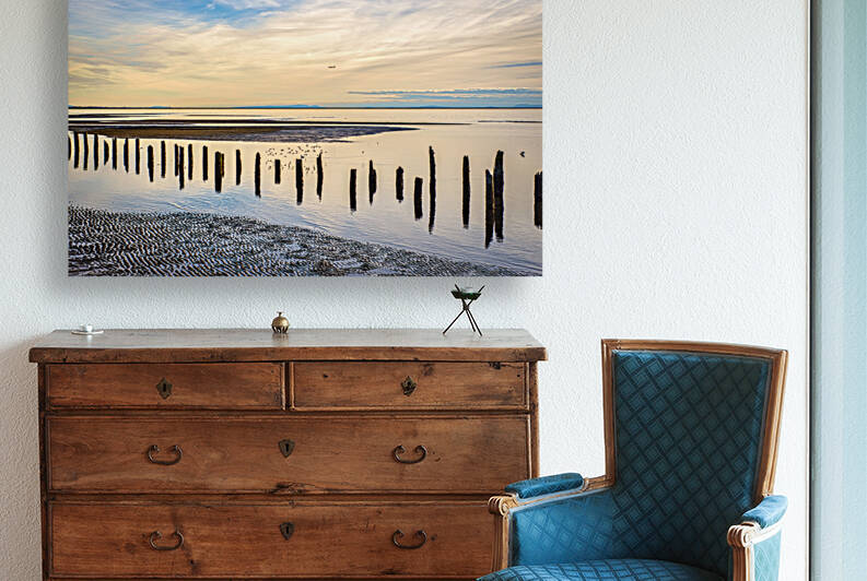 FS180210A  IONA BEACH WITH A PLANE LANDING YVR by FOTOSQUARES COM