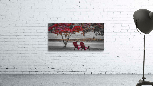 MAPLE TREES AND RED CHAIRS Wall Preview