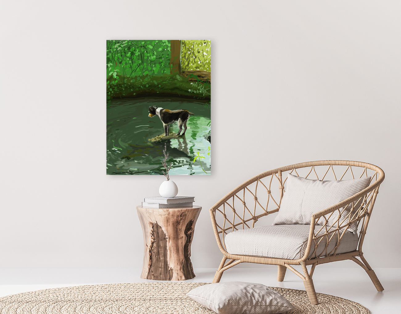 Dog in Brook Reproduction