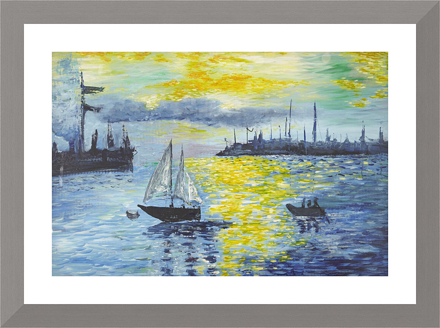 Sunrise on Harbor. Picture Frame print