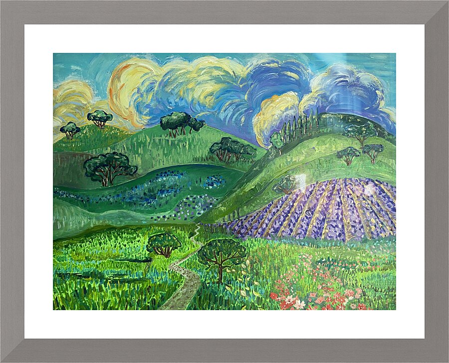 Clouds behindHills. Picture Frame print