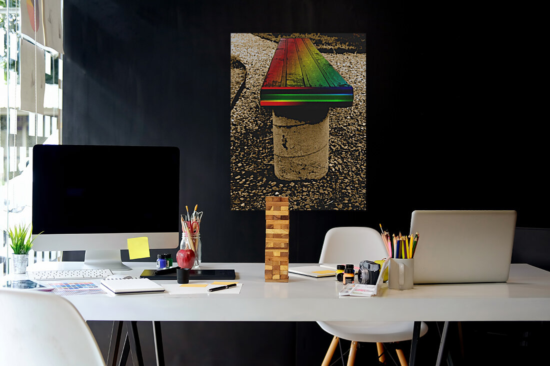 Rainbow On A Bench Reproduction