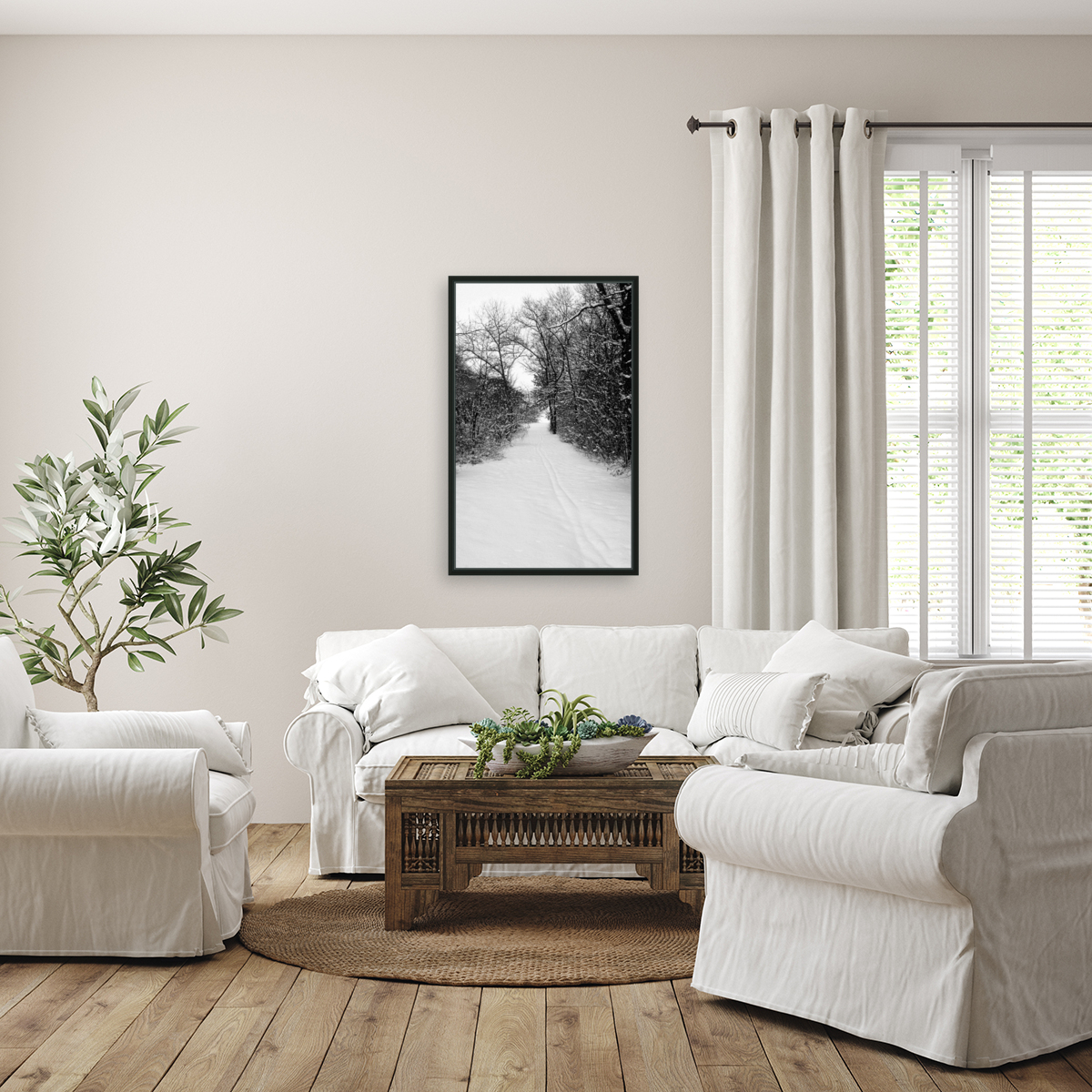 Snow Covered Forest Trail Reproduction