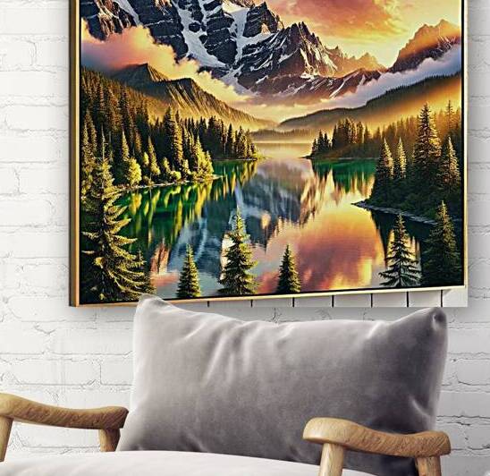   Golden Serenity: Sunrise Over Majestic Mountains by Adam7
