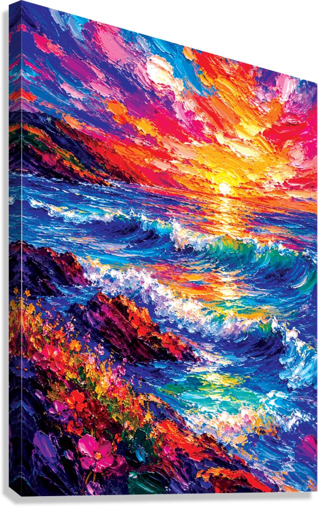 Vibrant Ocean Sunset Palette Knife