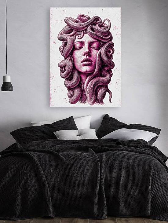 Pink Medusa Stipple Portrait by Pernicious Ariana