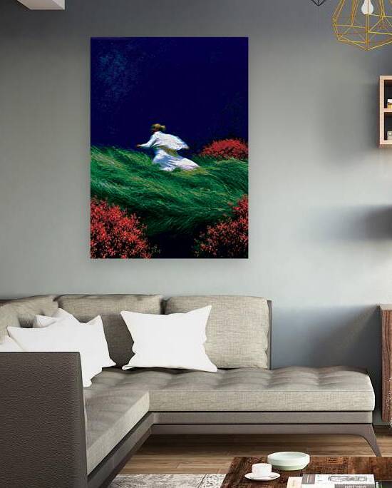 Woman Running Field Painting Night by Pernicious Ariana