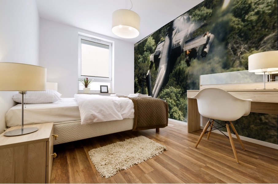 Apache Helicopter Firing Mural print
