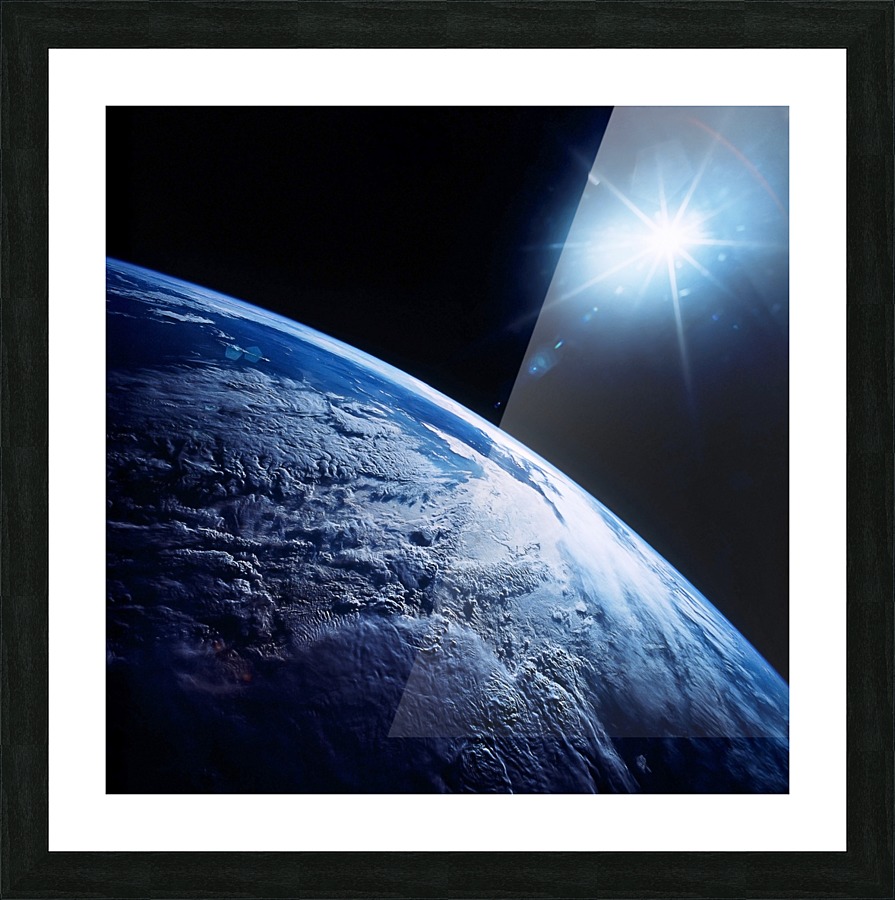 Shining star over Earth. Picture Frame print