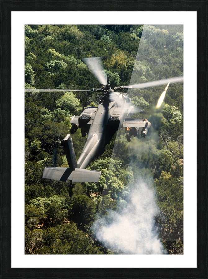 Apache Helicopter Firing Picture Frame print