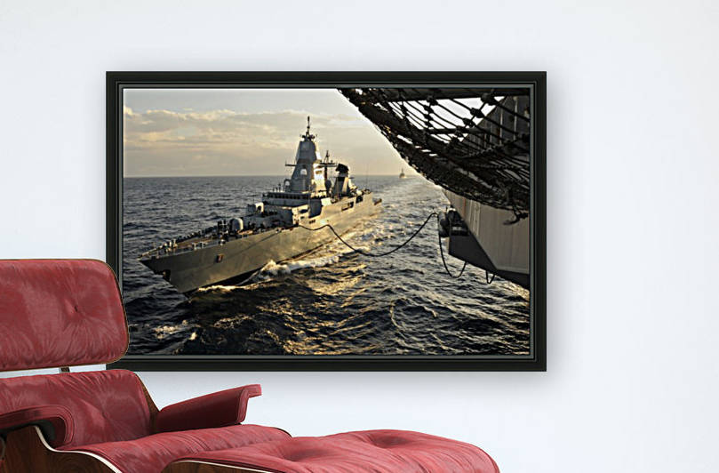German Sachsen-class frigate Hessen conducts an underway replenishment. by StocktrekImages