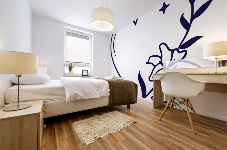 blue heart flower Mural print
