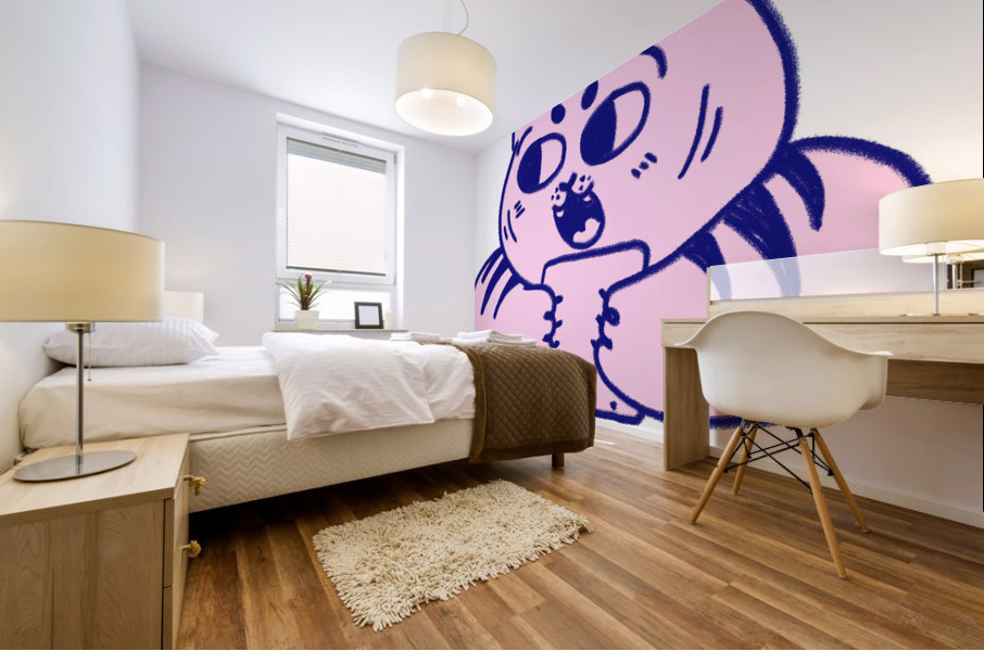 cat eats bread Mural print