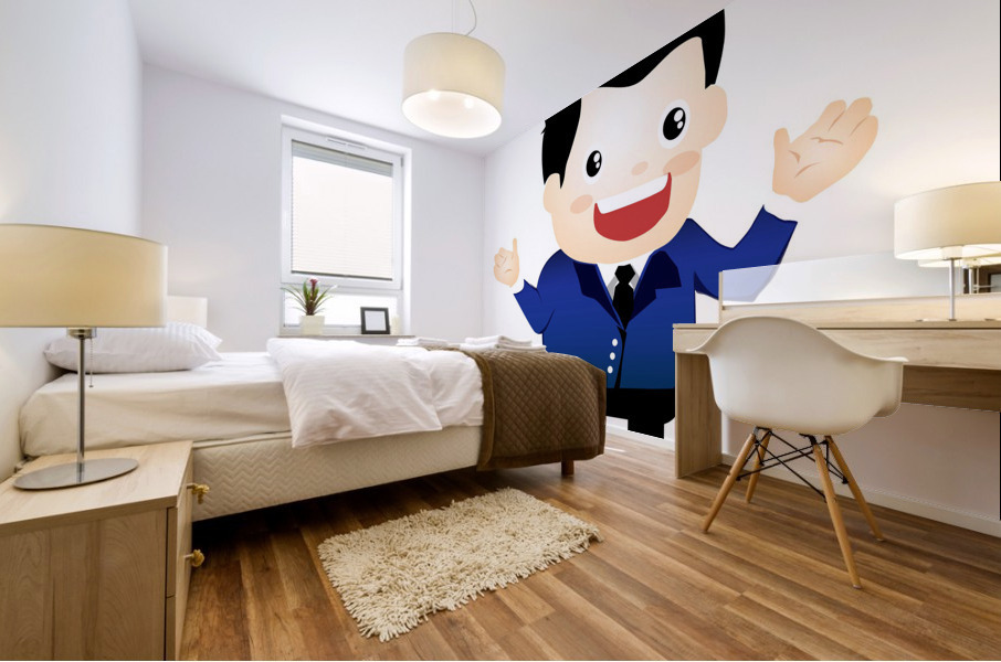 Man Blue Happy Mural print