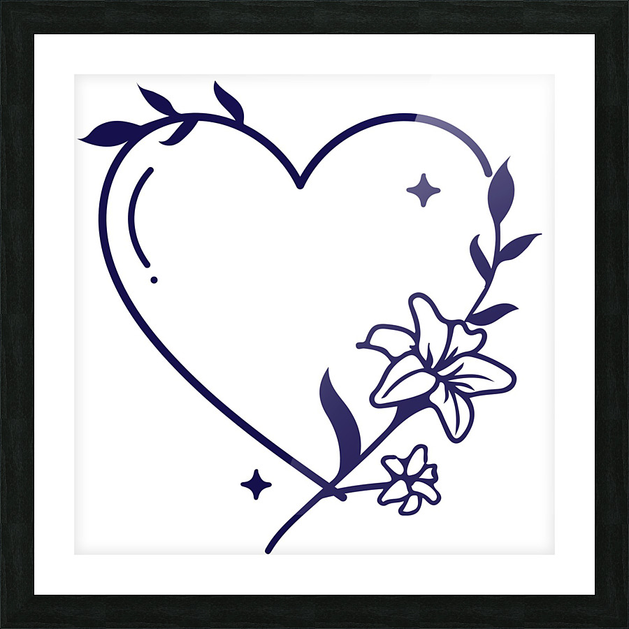 blue heart flower Picture Frame print