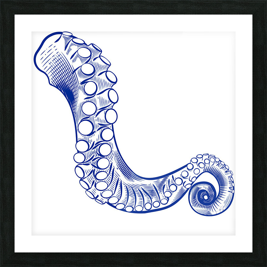 blue octopus squid Picture Frame print