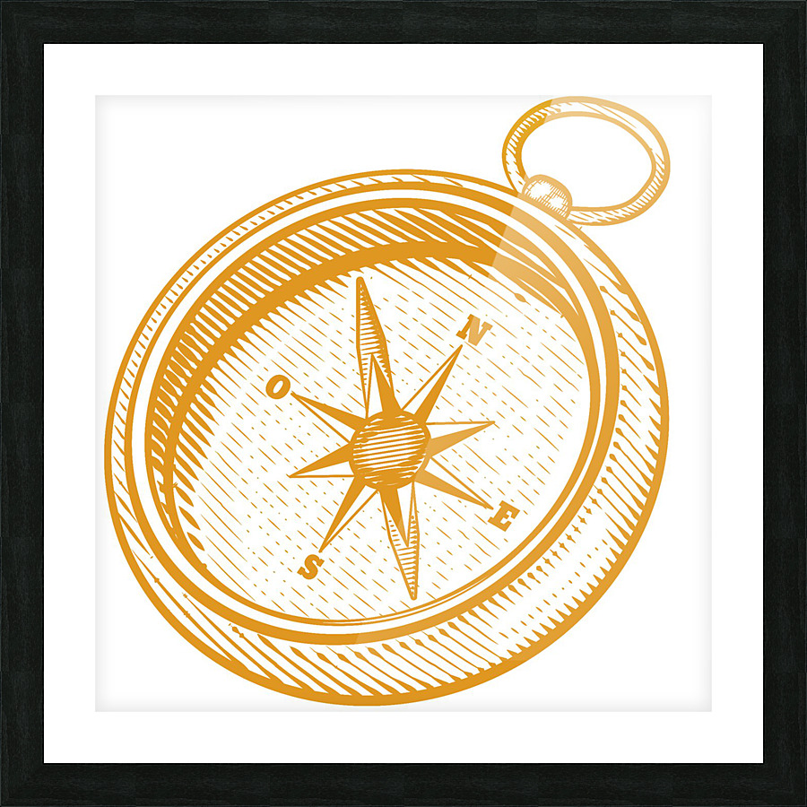 gold hand compass Picture Frame print
