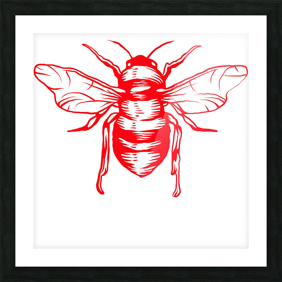red honey bee Picture Frame print