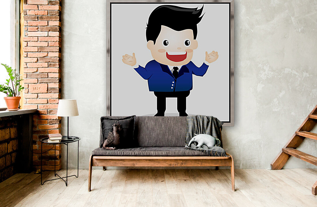 Man Blue Happy Reproduction