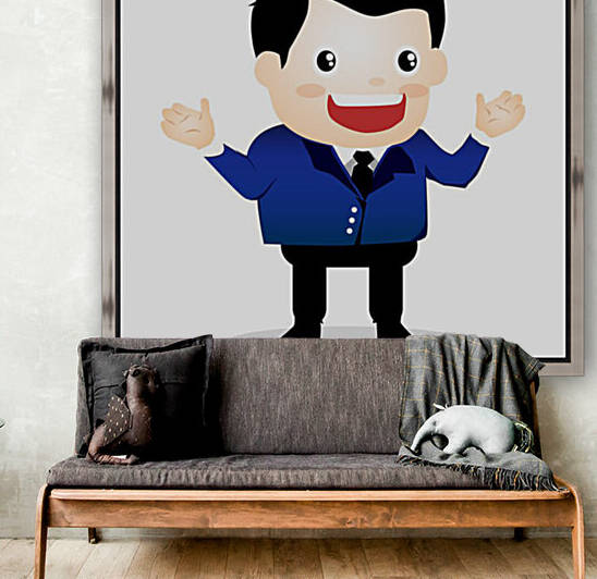 Man Blue Happy Reproduction
